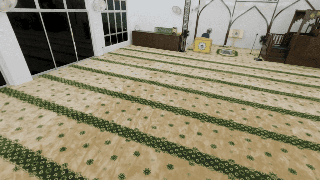Hasil pemasangan karpet masjid budget dan custom di masjid jamek ulu gali tok machang