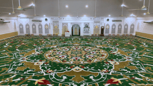 Karpet masjid custom hijau di Masjid Abu Bakar As Siddiq SS19, Subang Jaya