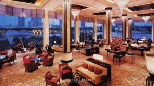 Karpet Hotel Shangri-La - Ruang Lounge Utama dengan Karpet Bercorak