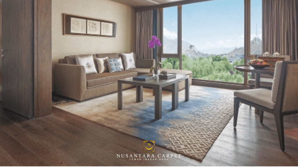 penggunaan karpet residential di ruang rehat Hotel Shangri-La