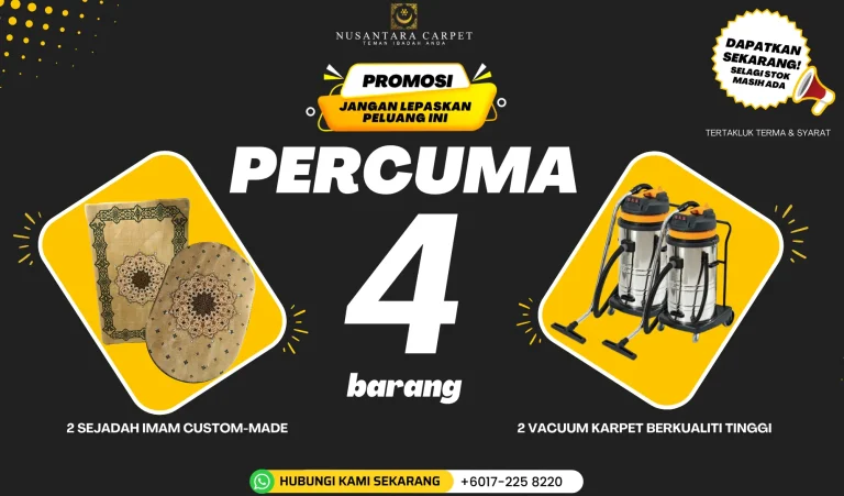 Precuma 2 sejadah imam custom-made dan 2 vacuum karpet industri berkualiti tinggi