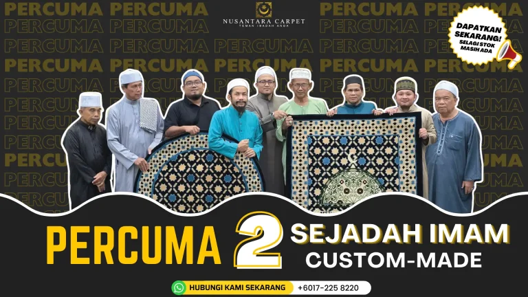 Promosi percuma 2 sejadah imam custom-made dari segi design dan bentuknya