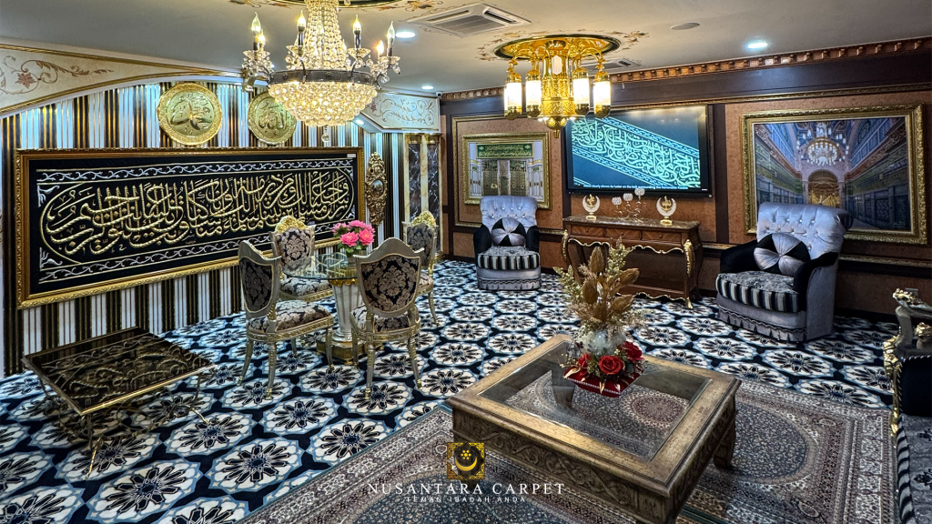 wisma zahafiz menggunakan karpet residential dari pembekal Nusantaracarpet. karpet dibuat custom khas di Turki sebagai penyeri ruang galeri Wisma zahafiz